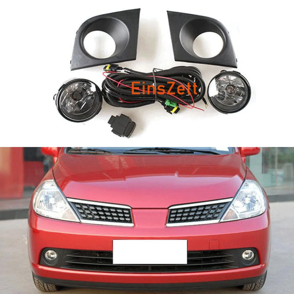 

1 комплект Противотуманные фары Дневные Фары противотуманные лампы в сборе для Nissan TIIDA/LATIO 2005 ~ 2008 переднего бампера галогеновая лампа дневно...