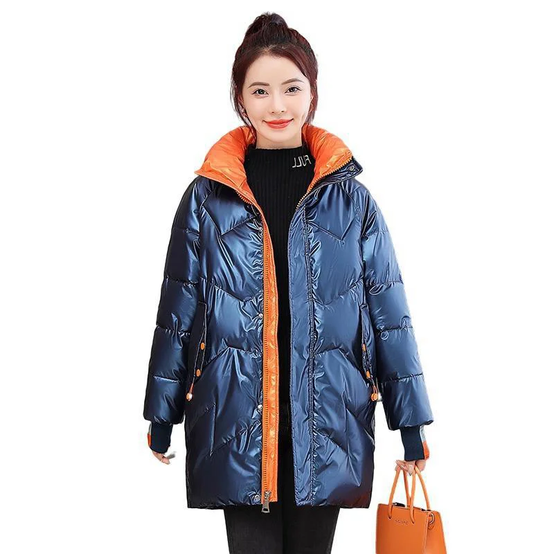 

2021 зимние парки, пальто, женская новая белая модная теплая пуховая хлопковая куртка, белая, синяя, серая, стандартная свободная Глянцевая хл...