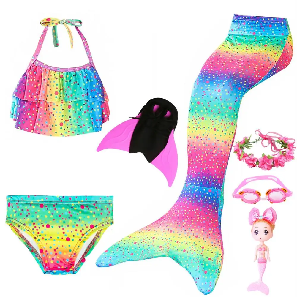 Детский купальный костюм с хвостом русалки летнее бикини платье для девочек