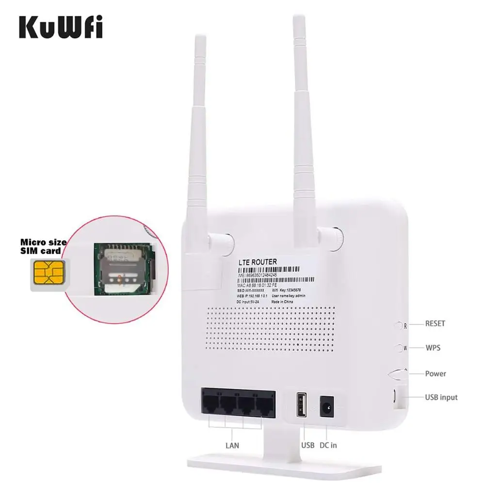 KuWFi разблокированный маршрутизатор 4G LTE 300 Мбит / с беспроводной CPE и модем AP SIM