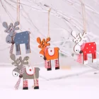 Деревянные рождественские украшения в виде оленя, разноцветные оленьи рога, подвесные рождественские украшения в виде оленя, Рождественская елка