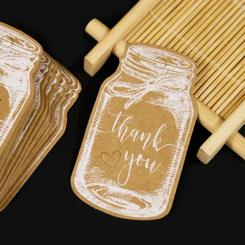 50 шт. в форме бутылки DIY крафт бумага бирка Подарочная этикетка карты спасибо