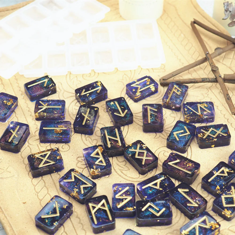 

DIY Rune Symbol Resin Silicone Mold Mirror Energy Symbol Crystal Epoxy Mold DIY Bookmark Casting Moulds 2pcs