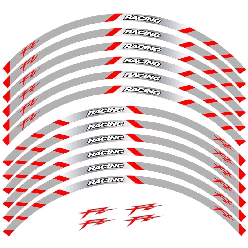 Светоотражающие наклейки с логотипом на обод мотоцикла полосатые