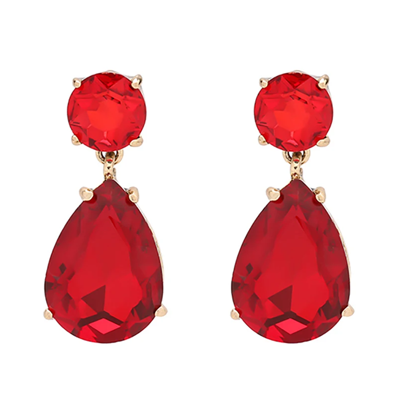 

ZHINI New Fashion 6 Colors Dangle Earrings for Women Korean Simple CZ Rhinestone Water Drop Earring Statement Jewelry Wholesale