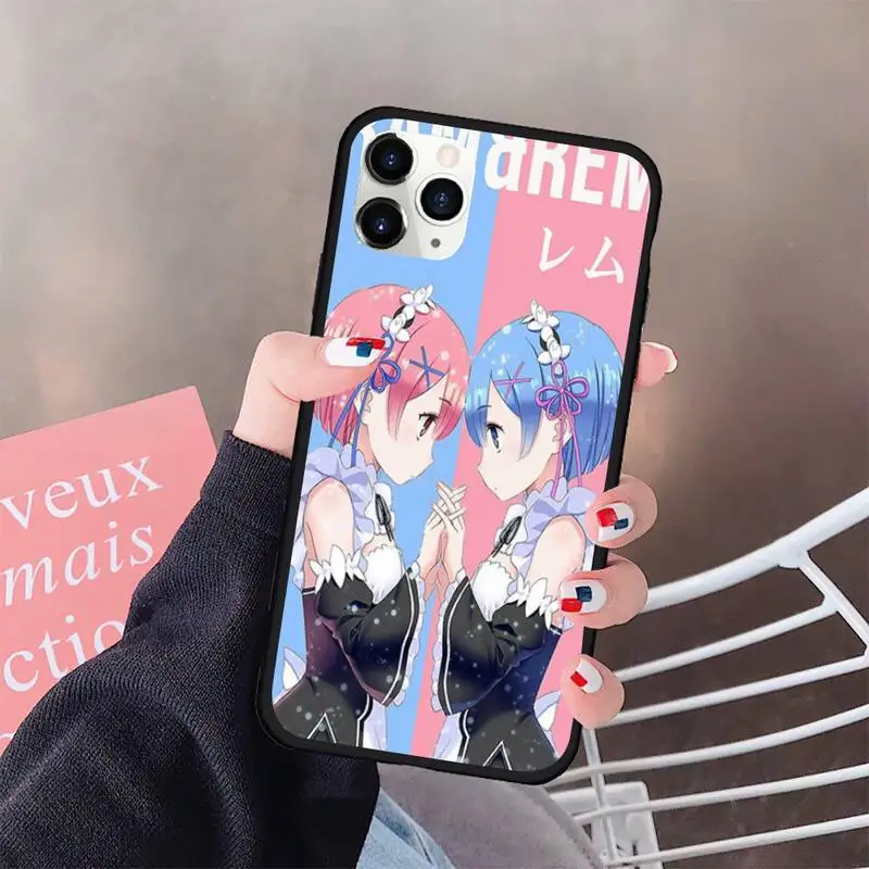 HUAGETOP Rem и Ram Re Zero мягкий черный чехол для телефона резиновый iPhone 11 pro XS MAX 8 7 6 6S Plus X 5S