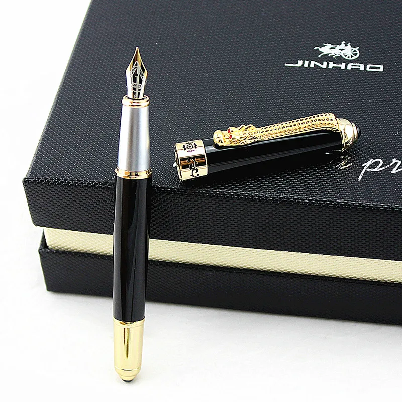 JINHAO 1000 черные роскошные деловые перьевые ручки со средним пером новая чернильная