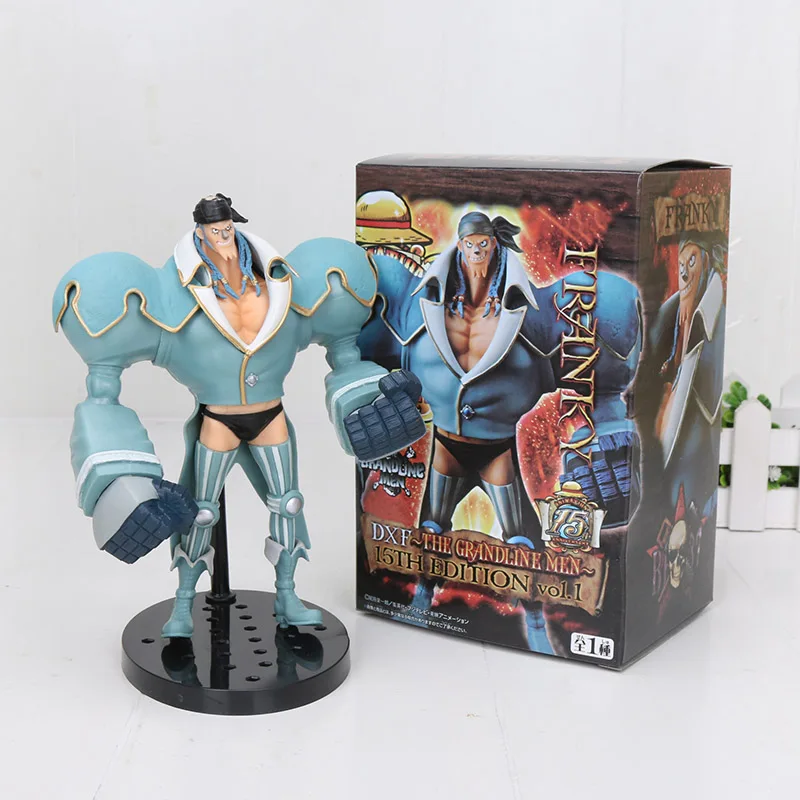 franky with box Одна деталь аниме 15-летие одна деталь фигурка Луффи Нами Зоро Санджи Зоро Usopp Нико Брук франки модель аниме фигурка игрушки - Цвет: franky with box