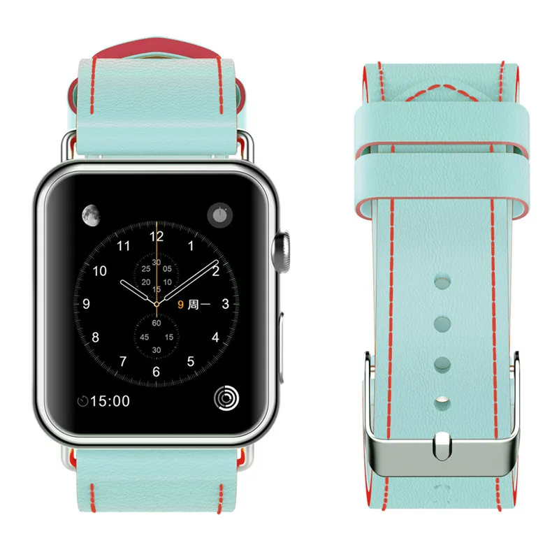 Коровьей кожаная Петля ремешок для apple watch iWatch серии 3/2/1 Тиффани синий разные