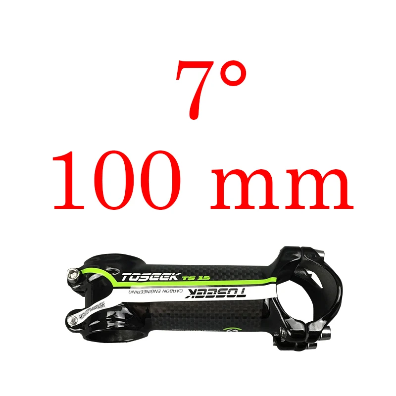 Green 100mm Toseek велосипед стержень супер светильник 102 г! Угол 7 длина 70 мм-110 мм Высококачественный углеродный алюминиевый стержень красный синий зеленый желтый Глянец - Цвет: Green 100mm