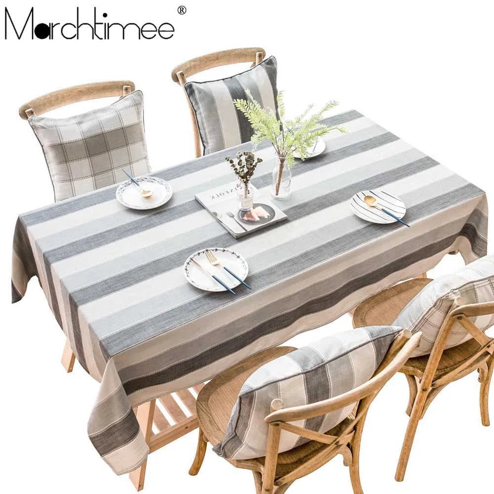 Полосатая клетчатая декоративная льняная скатерть Водонепроницаемая