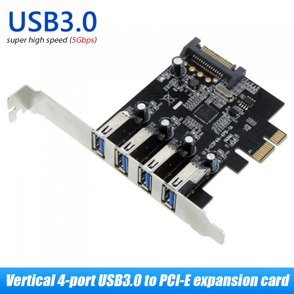 

4 Ports USB 3.0 Expansion Card with SATA Interface PCI Express USB 3.0 Adapter Converter for Windows 2000/XP/Vista/7