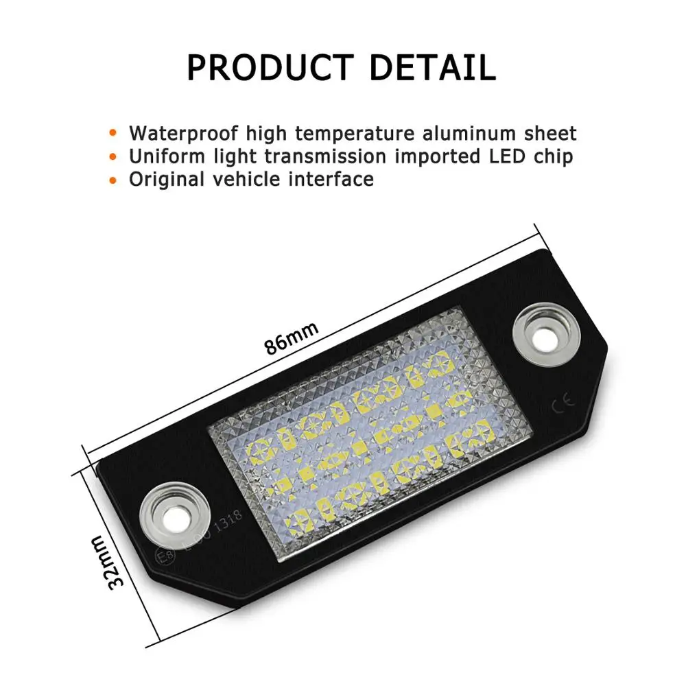 2 шт. светодиодный льные светодиодные лампы для номерного знака 6 Вт 12 В 24 Ода 6000