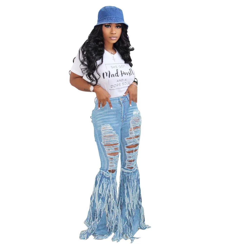 

tassel suede denim shorts women's jeans casual flared pants
