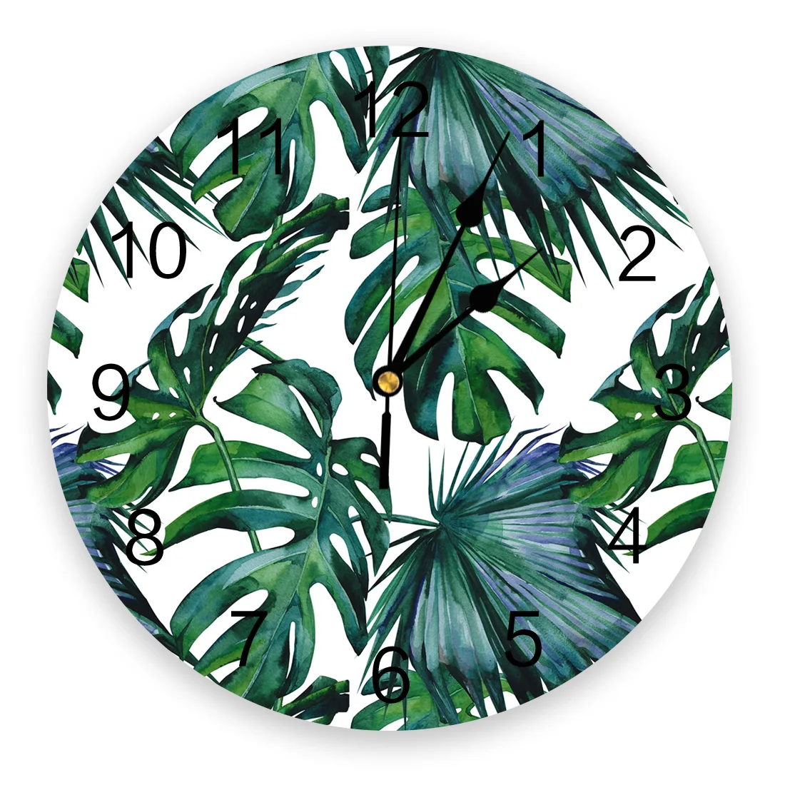 

Tropical Palm Leaves Classic Wall Clock Home Decor Bedroom Silent Oclock Watch Wall for Kitchen Living Room Wall Digital Clock