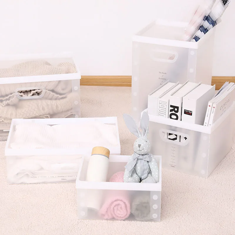 

Foldable Clothes Storage Box Plastic Transparent Sundries storage box Large Capacity Quilt Underwear Sock Container