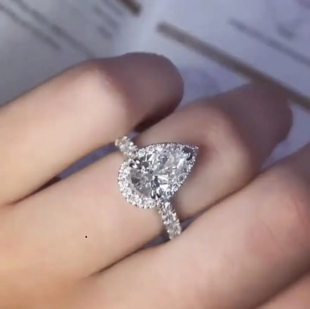 Женское классическое кольцо из серебра 925 пробы с вырезами в виде груши|Кольца| |