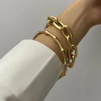 2 pcsset of chain bamboo thick chain bracelet bracelet unisex men and women hot sale punk fashion creative trend design sense