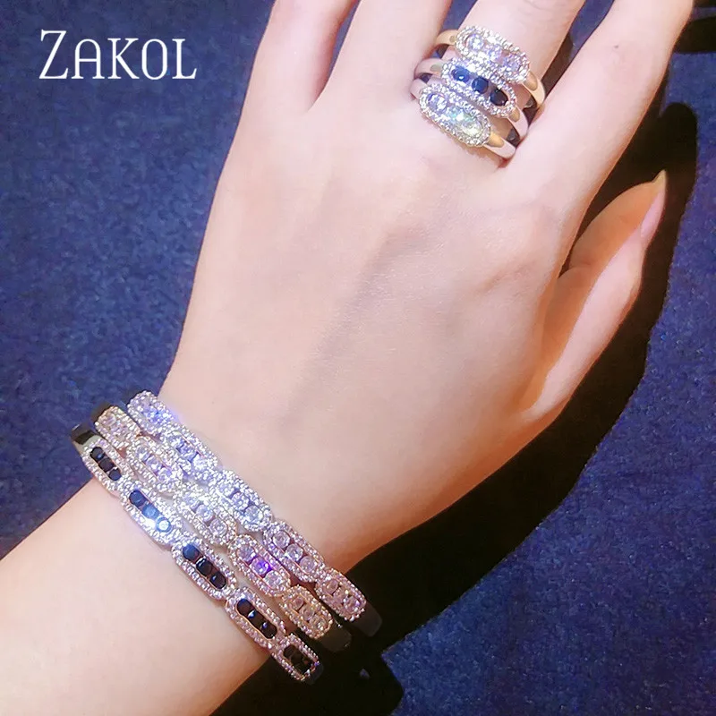 ZAKOL винтажный микро инкрустация кубического циркония блестящий Классический