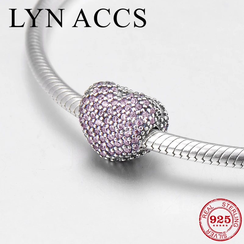 Лидер продаж Шпилька серебряная милая любовь розовое циркониевое сердце тонкие