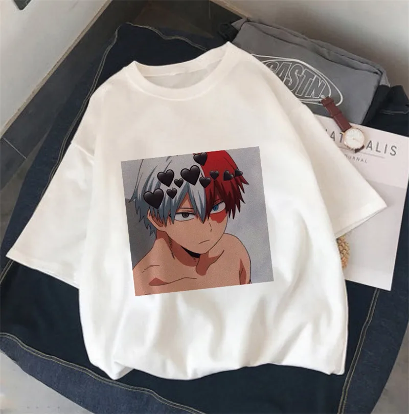 

Women T Shirts Anime My Hero Academia Shoto Todoroki Print Tshirt Summer Short Sleeve Harajuku Cartoon T Shirt Female Tops Tees
