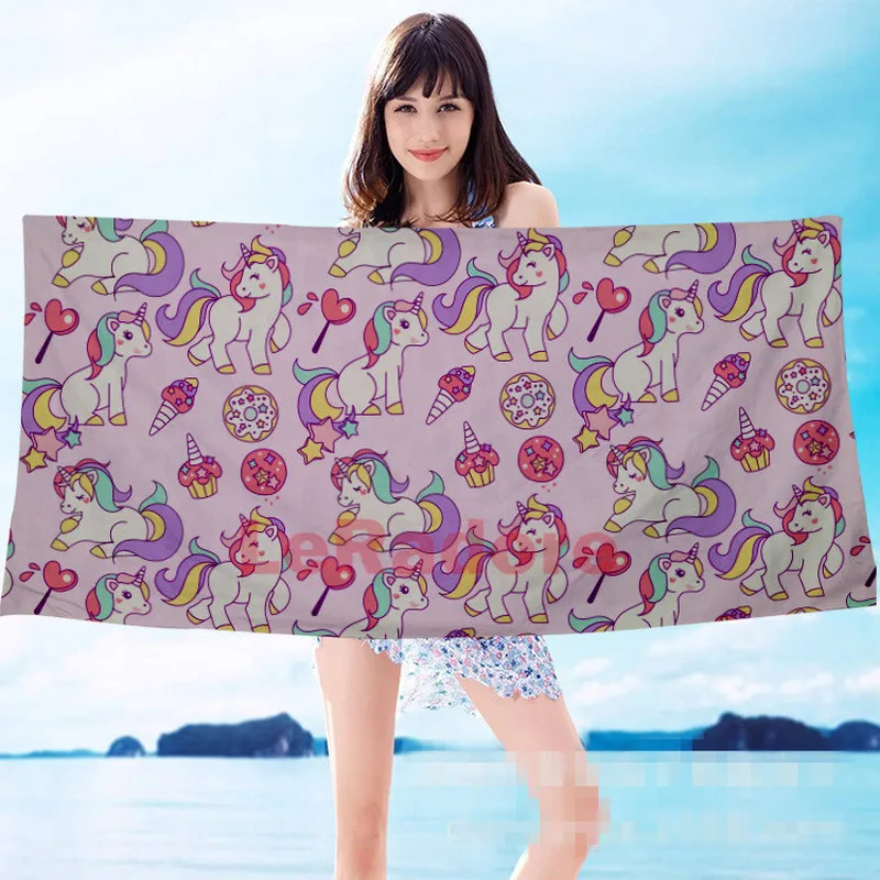 Быстросохнущее пляжное полотенце единорога для девочек мягкое одеяло из