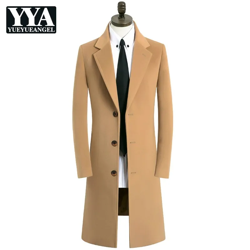 

Autumn Winter New Men Cashmere Coat Single-Breasted Lapel Korean Business Casual Fashion Jackets College Style Fit Trench Male
