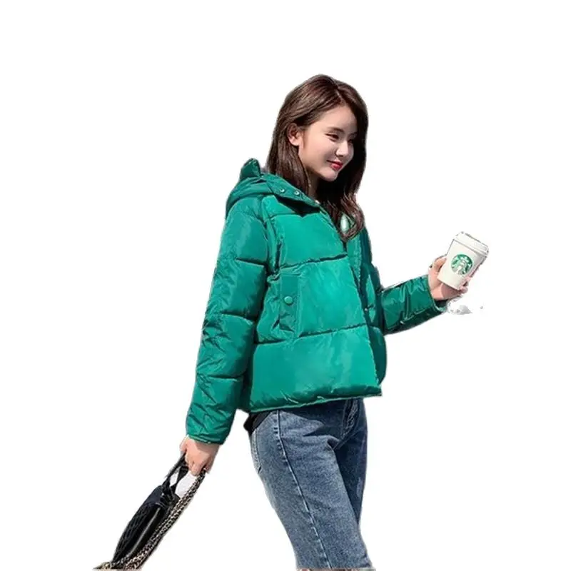 

Autumn And Winter Jacket Women Short Female Jacket Hooded Warm Parkas Woman Solid Thickening Padded Clothing S-2XL