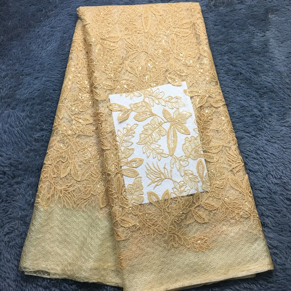 Розовая африканская кружевная ткань желто Белая французская 2021