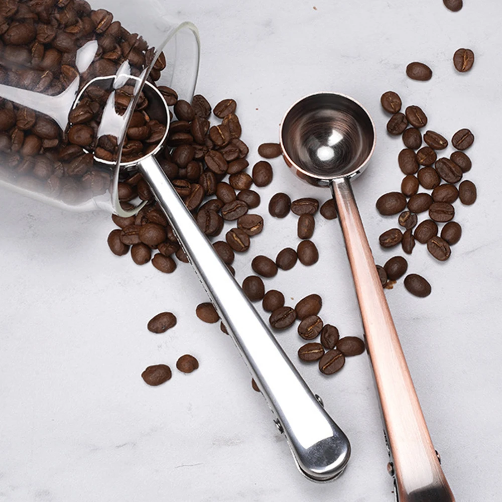 Coffee scoop 1 tablespoon Stainless Steel Long Handled Tea Spoon with Bag Clip Scoop and for | Дом и сад