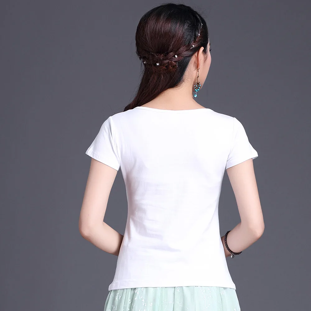 Женская летняя блузка с цветочной вышивкой|Футболки| |