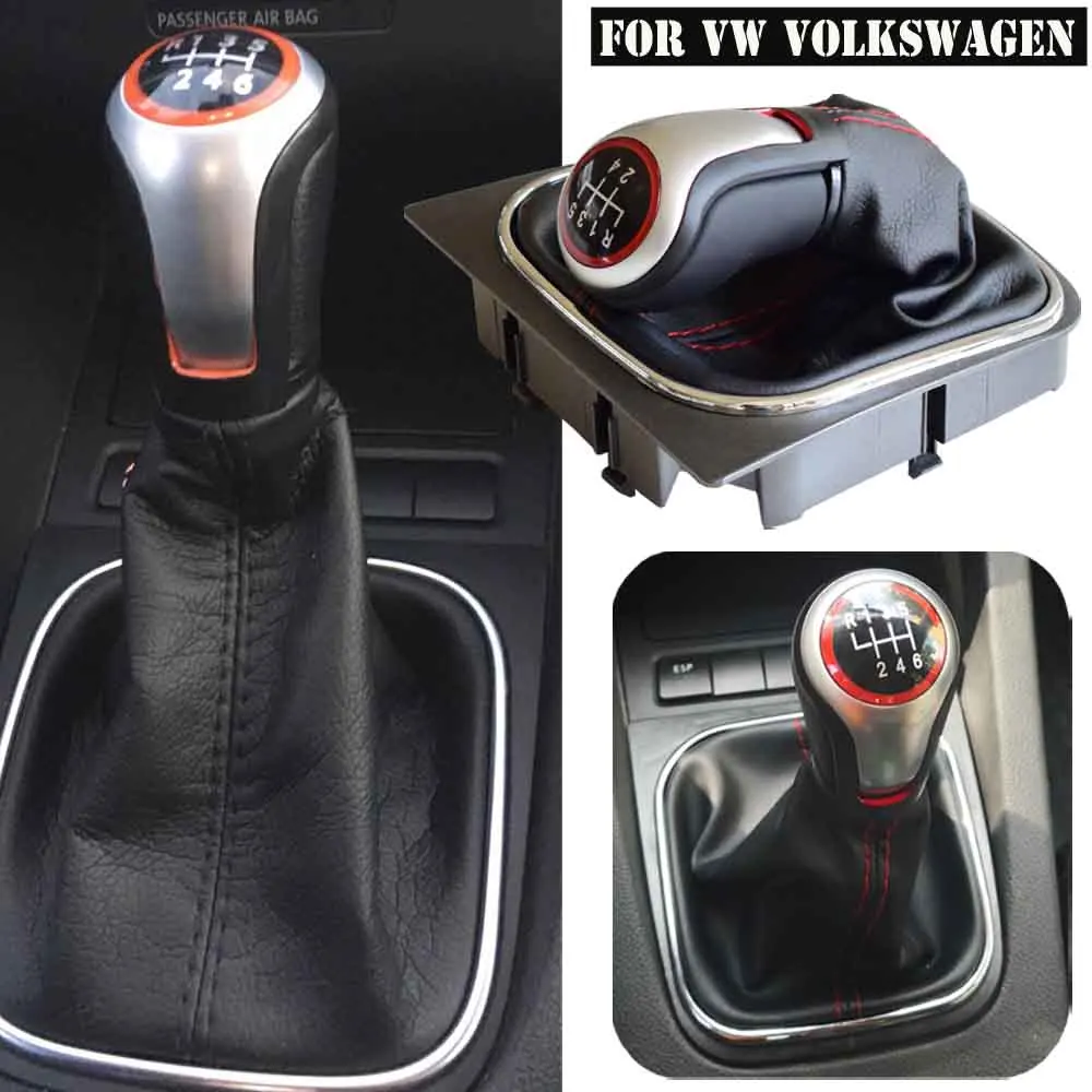 

Manual 5 6 Speed Car Gear Shift Knob Shifter Lever Hand Ball Gaiter Boot Cover Collar For Volkswagen VW Golf 6