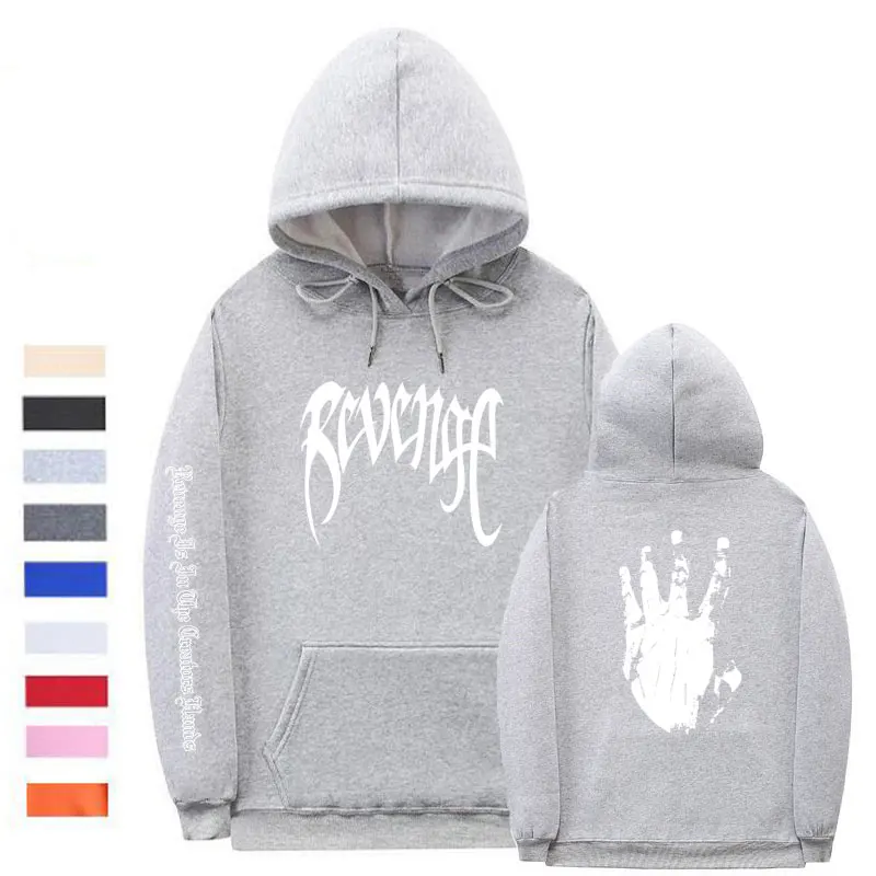 Gray-BAI012 Xxxtentacion Revenge винтовые манжеты на резинке толстовки для мужчин/женщин уличная Rapper хип хоп свитер с капюшоном - Цвет: Gray-BAI012