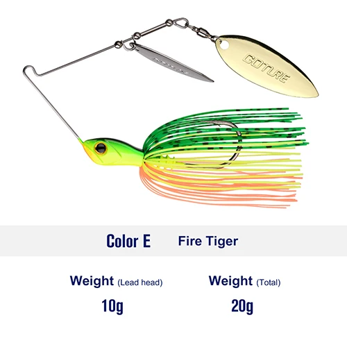 20g Fire Tiger Goture 1 шт. ELFIN+ качественная наживка Спиннербейт 20G/24G высокое Скорость запасами ивовых деревьев лезвия металлическая приманка со свинцовым spinner ложка приманки - Цвет: 20g Fire Tiger