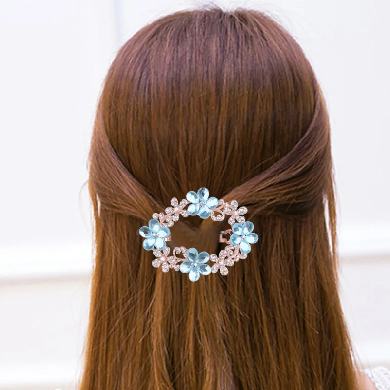 

Fash Crystal Metal Hollow Hairpin Female Wild Rhinestone Flowers Top Clip HairCrystal Hairpin Accessories Elegant Sweet Jewelry