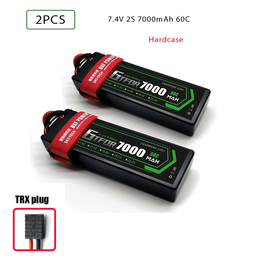 2PCS2S7000hardTRX GTFDR Батарея Lipo 2S 4S 7,4 V 14,8 V 5200 7000mah 6500 45C 60C 100C MAX 200C Жесткий Чехол для 1:8 1:10 RC багги Truggy автомобиля - Цвет: 2PCS2S7000hardTRX