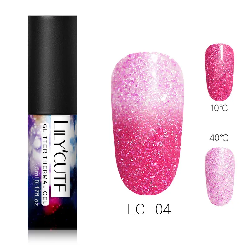 Glitter 5ml 04 LICYCUTE 7 мл термальный Гель-лак для ногтей Блеск изменение температуры замачиваемый УФ-гель лак стойкий лак для ногтей - Цвет: Glitter 5ml 04