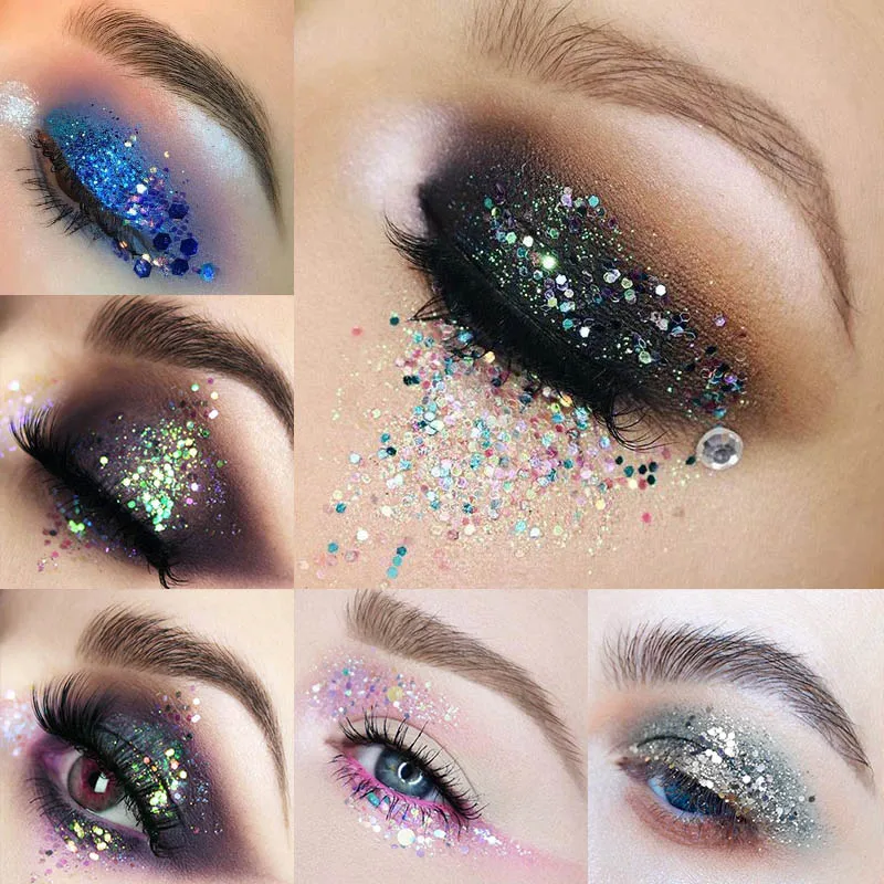 Лучшие блестящие тени для век Пудра с пайетками алмазное мерцание Макияж Лицо