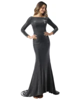 tanpell black scoop neck evening dress full sleeves floor length mermaid party women formal custom long evening dresses 2020