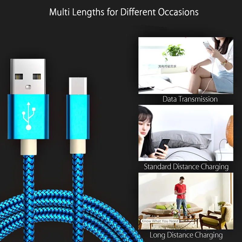1/2/3 Meter Type C USB Phone Cable Android Charger Kabel Charging Wire Cord for Samsung Galaxy S10 S21 S9 S8 Plus Note 10 | Мобильные