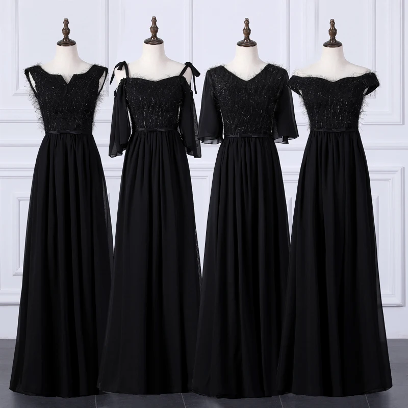 Vestido Azul Марино Свадебная вечеринка элегантное длинное шифоновое розовое и черное