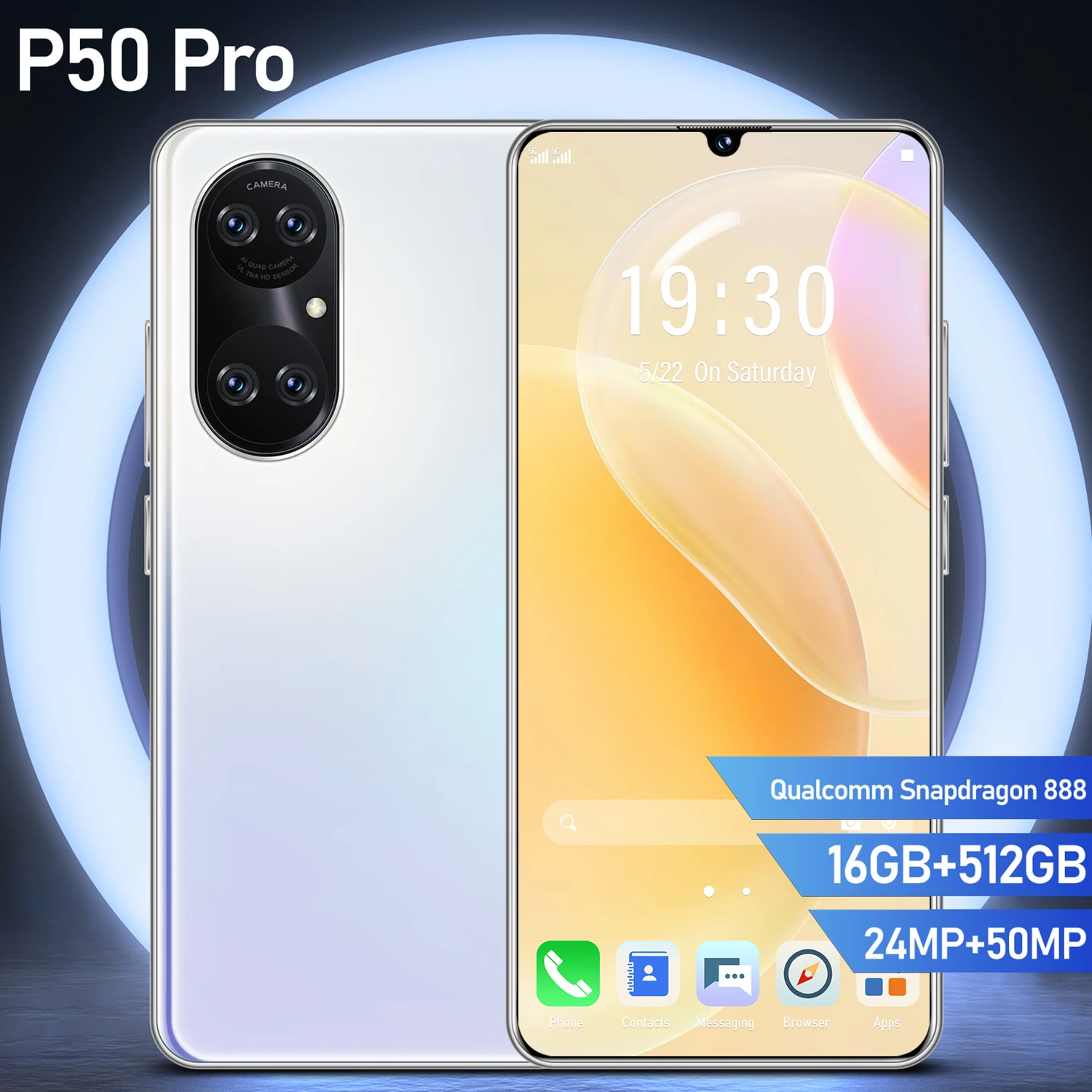 

New Arrival 2021 P50 Pro Global 5G Smartphone 6.7Inch 10Core 24MP+52MP 16+512GB 7000MAH Finger Face Unlock Dual SIM Androis11.0