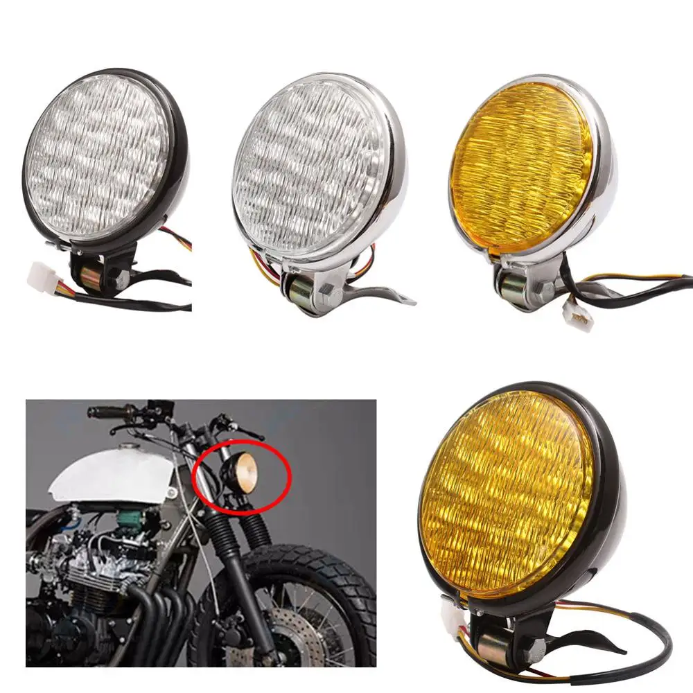 4 цвета мотоцикл 12В Ретро желтый стеклянный светодиодный налобный фонарь для