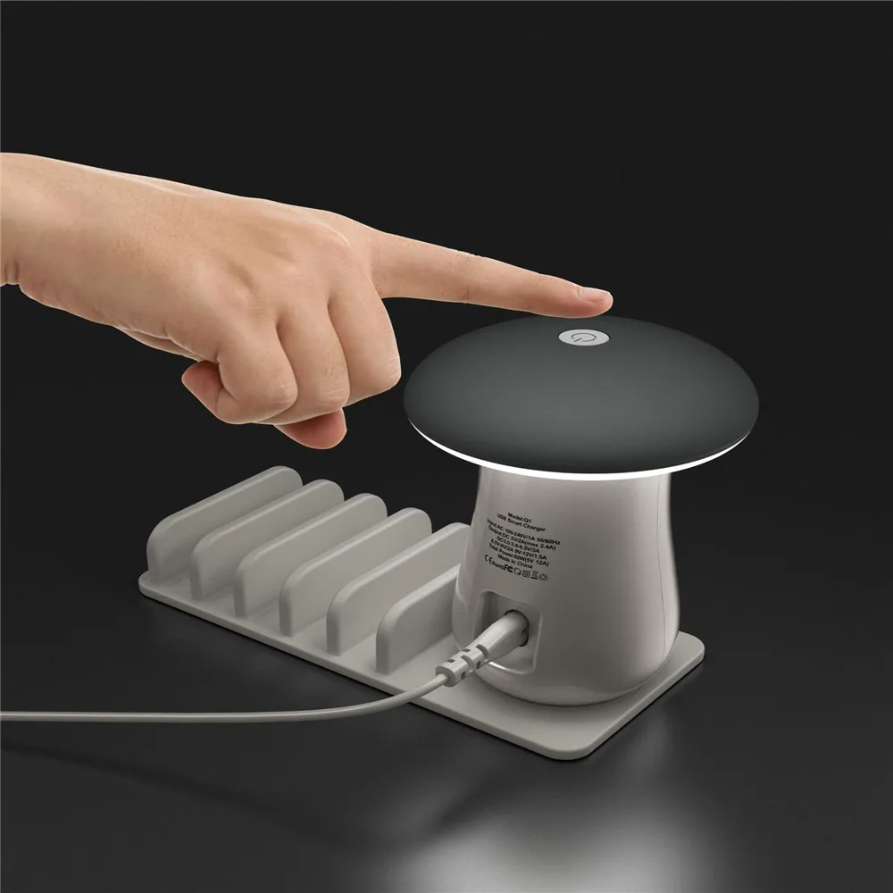 2019 многопортовое USB зарядное устройство Грибная Ночная лампа док-станция для