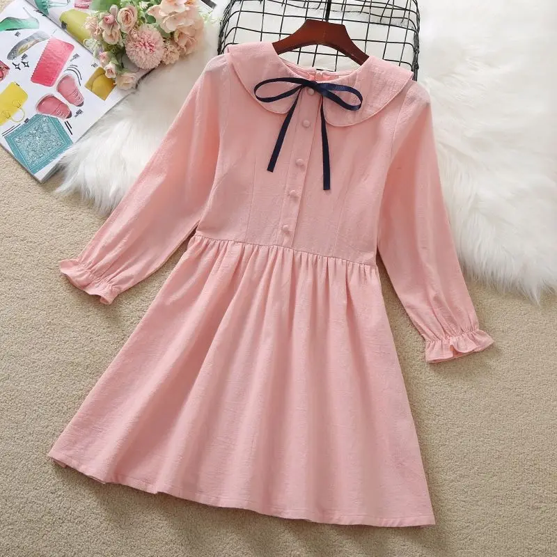 

Girl's dress long sleeve 2021 autumn dress new foreign style pure cotton academy girl's long skirt P4541
