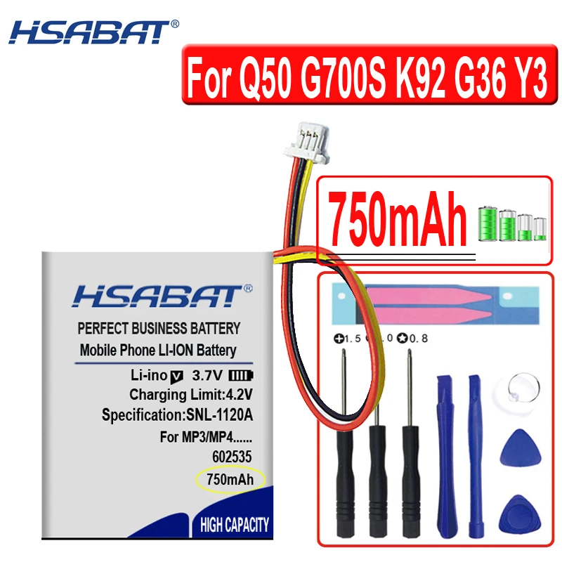 HSABAT 750mAh 602535 полимерная литиевая батарея для DVR GPS MP4 тахограф наушники |
