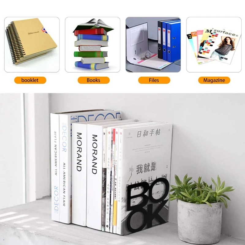 

Bookend Book Organizer Cute Fashion Book Style Nonskid Library School Office Home Study Metal Bookend Art Bookend 1 Pair