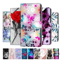 flower painted leather wallet flip case for samsung galaxy a02s a03s a10 a20 a30 a40 a50 a70 a30s a50s card holder stand cover