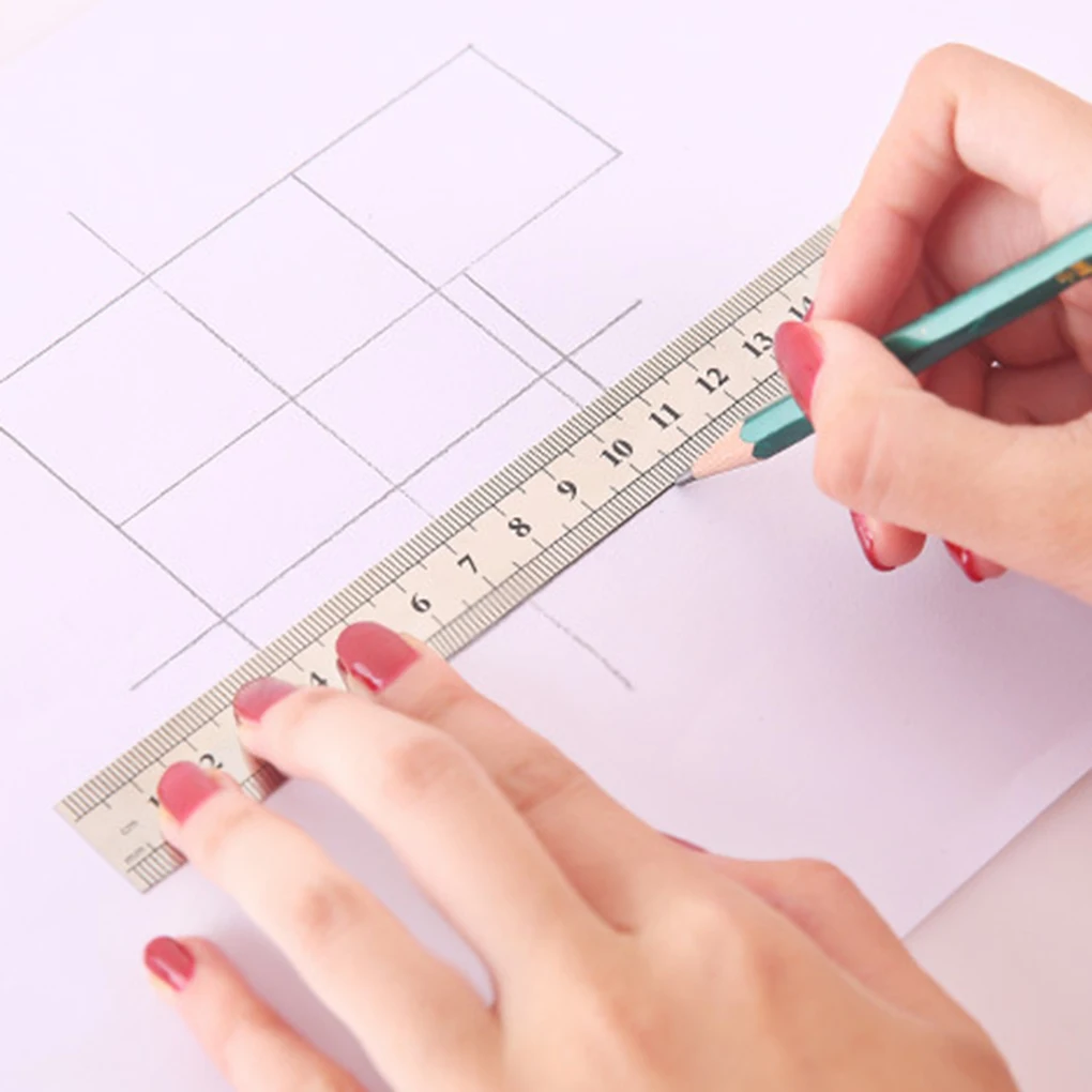 

ZHUTING 15cm/30cm Double Sides Scales Stainless Steel Ruler Students Office Stationery School Supplies
