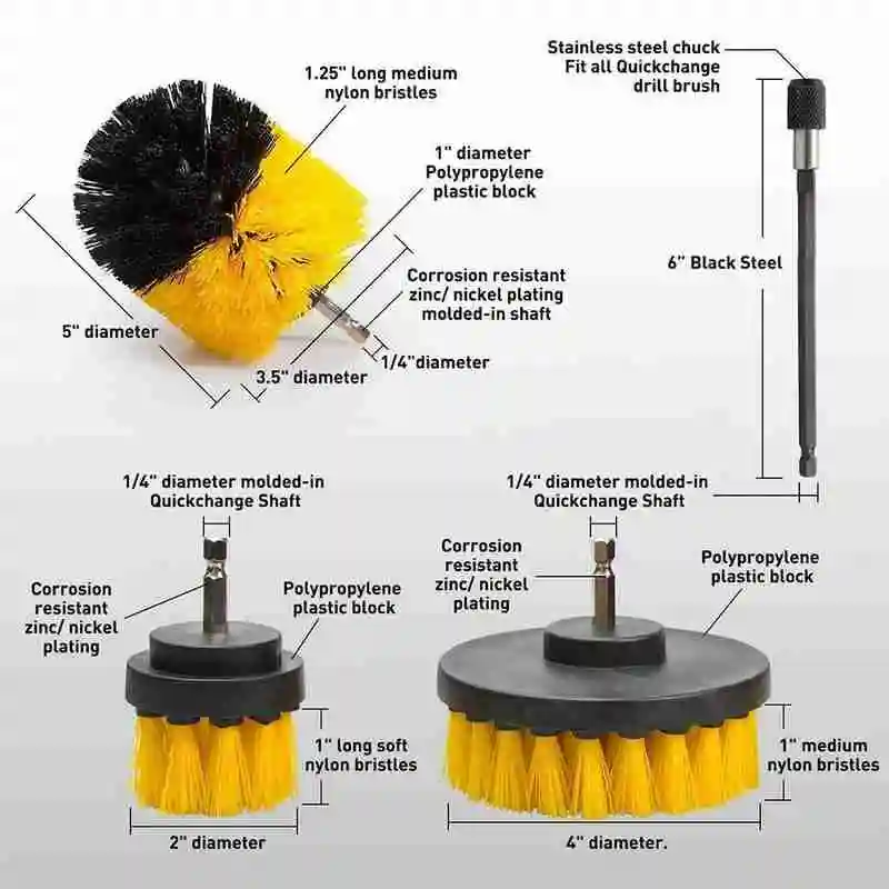 Желтый цвет электрическая щетка для скруббера сверлильный набор пластиковые